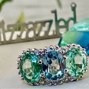 9ct Tourmaline Sapphire Silver 925 Ring STUNNING‼️